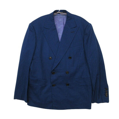Vintage Zerbino Double Breasted Suit Japan | ZERBINO DORMEUIL Suit Striped Pattern 3 Piece Setup Double Breasted Custom Made Jacket Vest Pants Blue Men's [Used]