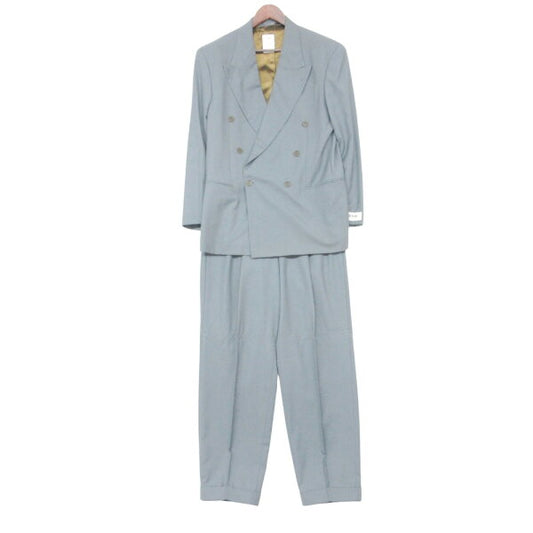 Vintage Boss Double Breasted Suit Wool Japan | BOSS Setup Wool Two-Tuck Double Breasted Suit Jacket Slacks Pants Made in Germany Zip Fly Wide Blue 48 [L] Men's [Used]