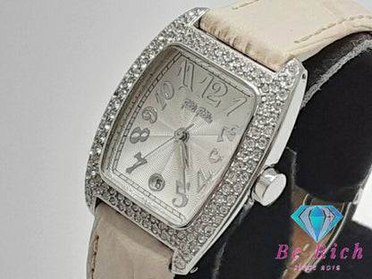 Japanese Vintage Watch | Folli Follie Women's Watch Date S922ZI Rhinestone Silver White SS Leather Bracelet Analog Quartz QZ Watch [Used] [Free Shipping] ht5313