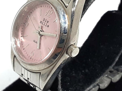 Japanese Vintage Watch | Dix Mille Women's Watch Pink Silver SS Bracelet Analog Quartz QZ Watch [Used] [Free Shipping] ht5493