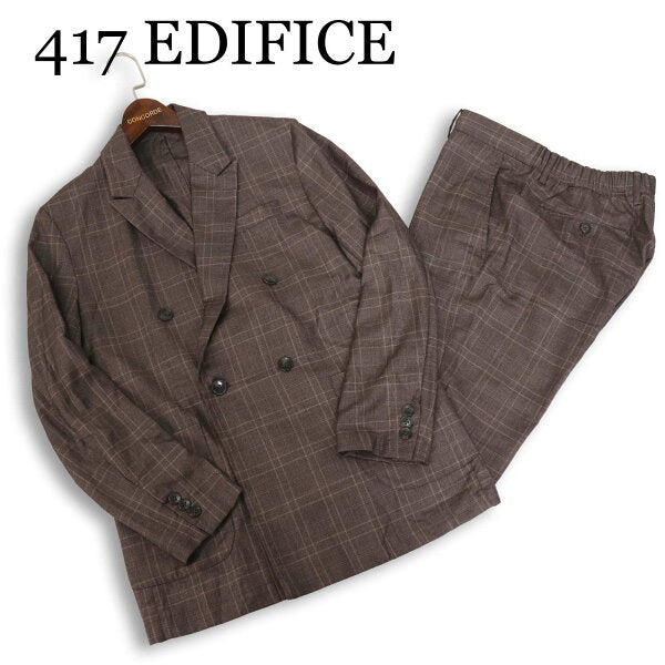417 EDIFICE Spring/Summer★ Plaid Double Jacket & Easy Pants Setup Suit Sz.M Men's