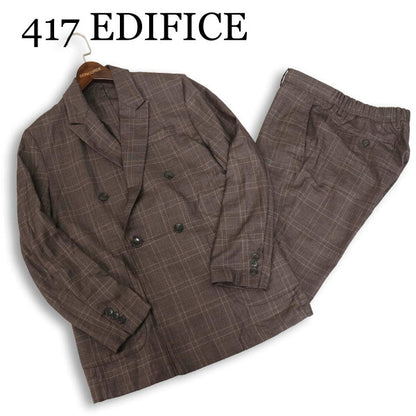 417 EDIFICE Spring/Summer★ Plaid Double Jacket & Easy Pants Setup Suit Sz.M Men's