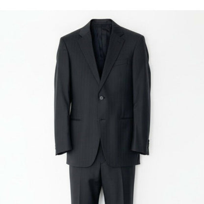 ARMANI COLLEZIONI T LINE Setup Suit Single Suit 2B Striped Pattern Men's Men's Clothing Business Formal Made in Italy 50 Black 100% Wool u02t Used