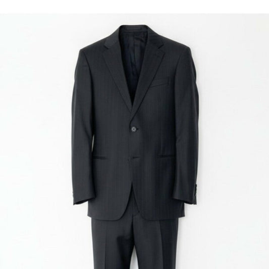 ARMANI COLLEZIONI T LINE Setup Suit Single Suit 2B Striped Pattern Men's Men's Clothing Business Formal Made in Italy 50 Black 100% Wool u02t Used