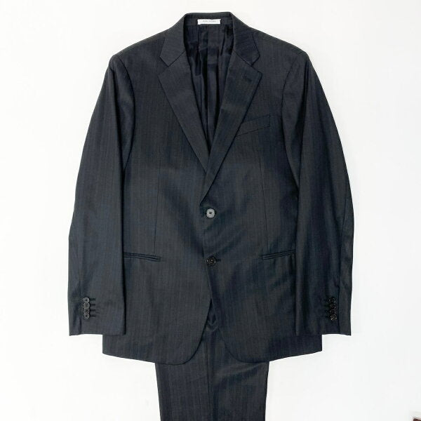 ARMANI COLLEZIONI T LINE Setup Suit Single Suit 2B Striped Pattern Men's Men's Clothing Business Formal Made in Italy 50 Black 100% Wool u02t Used