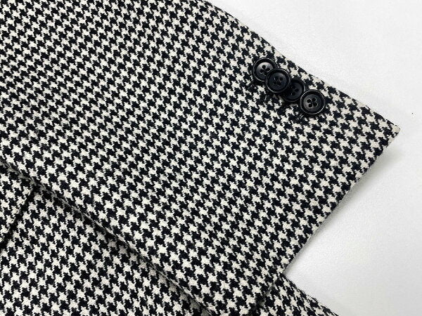 Super beautiful item [De Petrillo] 100% wool double 6 button suit (men's) size 46/DROP7 White x black houndstooth pattern ★35RMS3320★