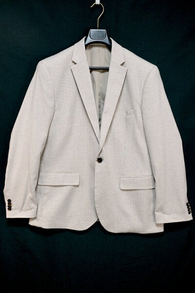 H&M H&M Suit Setup Single Jacket One Button Size 56 Slacks Double Tailored Size 54 Plaid Pattern Beige