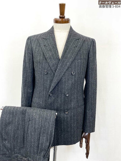 Vintage Very Double Breasted Suit Japan | Very good condition [LECTEUR] Savile Clifford fabric double 6 button suit (men's) 46 equivalent Gray striped pattern ★35MSB0052★ [Used]