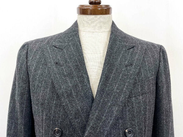 Vintage Very Double Breasted Suit Japan | Very good condition [LECTEUR] Savile Clifford fabric double 6 button suit (men's) 46 equivalent Gray striped pattern ★35MSB0052★ [Used]