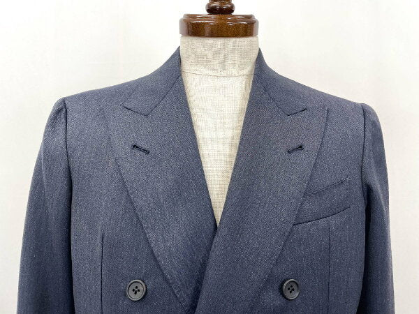Vintage Very Double Breasted Suit Japan | Very good condition [LECTEUR] Saville Clifford fabric double 6 button suit (men's) 46 equivalent Navy blue herringbone pattern ★35MSB0066★ [Used]