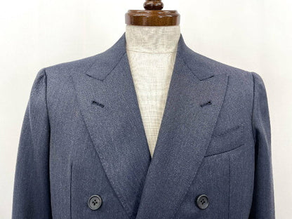 Vintage Very Double Breasted Suit Japan | Very good condition [LECTEUR] Saville Clifford fabric double 6 button suit (men's) 46 equivalent Navy blue herringbone pattern ★35MSB0066★ [Used]