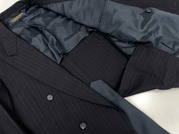 Vintage Super Double Breasted Suit Japan | Super beautiful item [Brooks Brothers] Double 6 button striped suit autumn/winter fabric (men's) size A6 navy 33MSB0615 [Used]