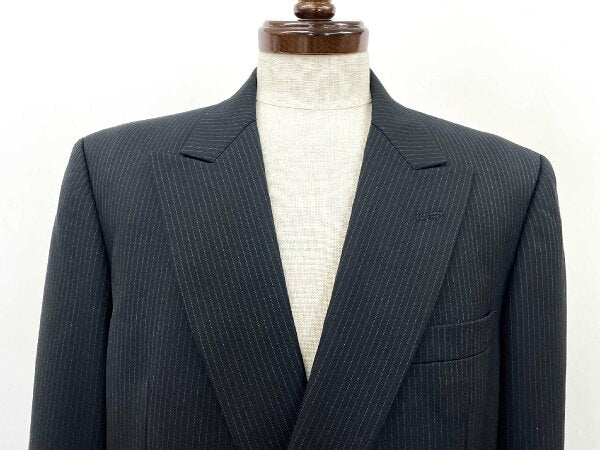 Vintage Good Double Breasted Suit Wool Japan | Good condition [Durban D'URBAN] 100% wool double 4 button striped suit (men's) size94A6 black ★35MSB0573★ [Used]