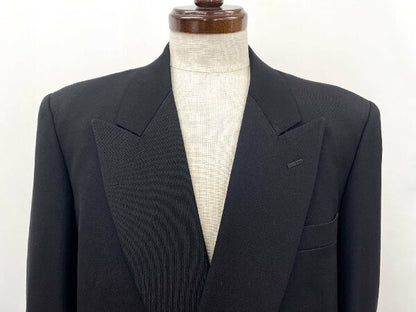 Vintage Super Double Breasted Suit Wool Japan | Super beautiful item [Antonio Fusco] Wool x cupro double 4 button woven pattern suit (men's) sizeBE4 black ◎40MSB0820◎ [Used]