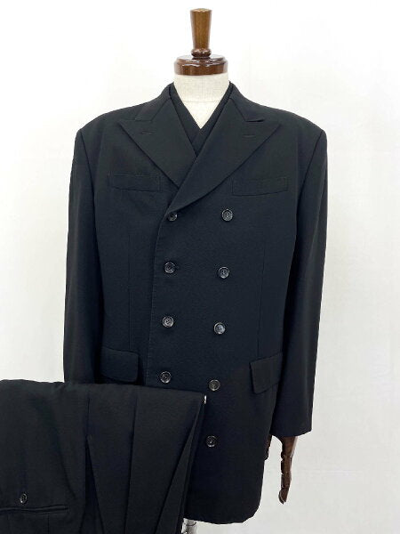 Vintage Double Breasted Suit Japan | [GARNIER] Double 10 button 3-piece suit (men's) size 54-56 equivalent black woven pattern ◎35MSB1101◎ [Used]