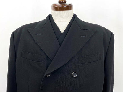 Vintage Double Breasted Suit Japan | [GARNIER] Double 10 button 3-piece suit (men's) size 54-56 equivalent black woven pattern ◎35MSB1101◎ [Used]