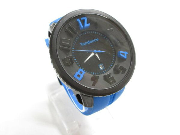 Vintage Watch from Japan | Good condition [TENDENCE] 02043025 Quartz wristwatch (men's) 3 hands Blue x black rubber belt ◎3MEB0106◎ [Used]