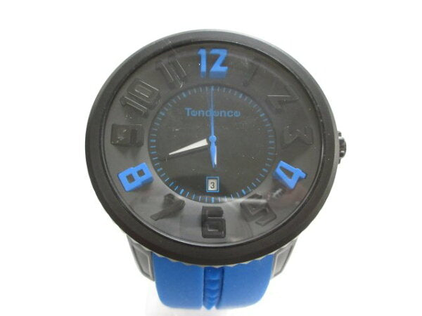 Vintage Watch from Japan | Good condition [TENDENCE] 02043025 Quartz wristwatch (men's) 3 hands Blue x black rubber belt ◎3MEB0106◎ [Used]