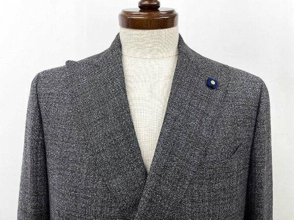 Vintage Lardini Double Breasted Suit Wool Japan | Very good condition [LARDINI] JN872AQ Double 6 button plaid style suit 100% wool (men's) 48/7REG Gray x Brown ◎35MSB1170◎ [Used]