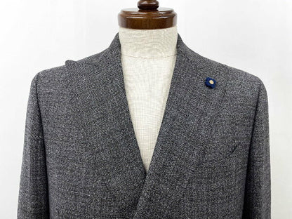 Vintage Lardini Double Breasted Suit Wool Japan | Very good condition [LARDINI] JN872AQ Double 6 button plaid style suit 100% wool (men's) 48/7REG Gray x Brown ◎35MSB1170◎ [Used]