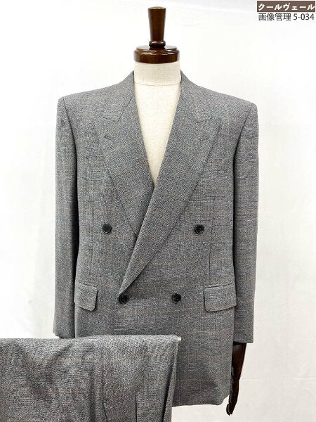Vintage Very Double Breasted Suit Japan | Very good condition [Mirashawn] Double 4-button woven pattern & plaid pattern suit set up (men's) size AB4 medium gray ◎40MSB1207◎ [Used]
