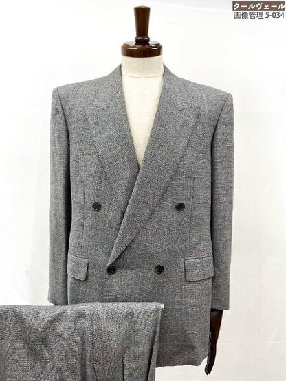 Vintage Very Double Breasted Suit Japan | Very good condition [Mirashawn] Double 4-button woven pattern & plaid pattern suit set up (men's) size AB4 medium gray ◎40MSB1207◎ [Used]