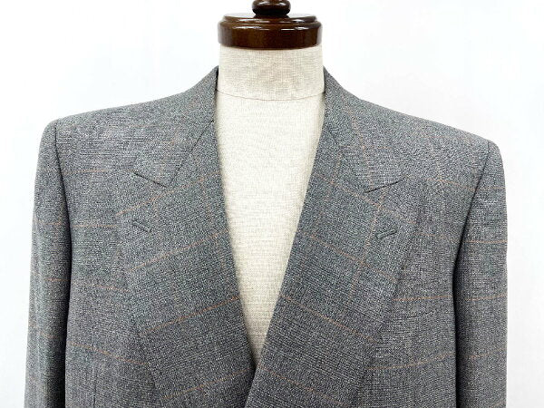 Vintage Very Double Breasted Suit Japan | Very good condition [Mirashawn] Double 4-button woven pattern & plaid pattern suit set up (men's) size AB4 medium gray ◎40MSB1207◎ [Used]