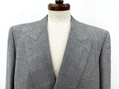 Vintage Very Double Breasted Suit Japan | Very good condition [Mirashawn] Double 4-button woven pattern & plaid pattern suit set up (men's) size AB4 medium gray ◎40MSB1207◎ [Used]