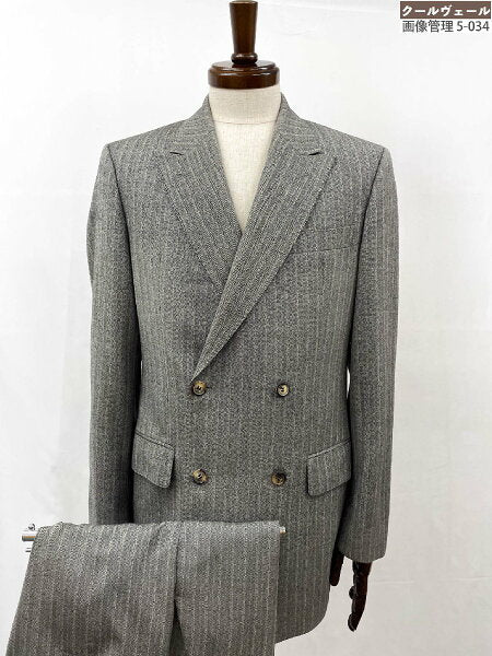 Vintage Hugo Boss Double Breasted Suit Wool Japan | [Hugo Boss BOSS] Wool double 4 button herringbone pattern suit autumn/winter (men's) size 46 medium gray ◎40MSB1202◎ [Used]