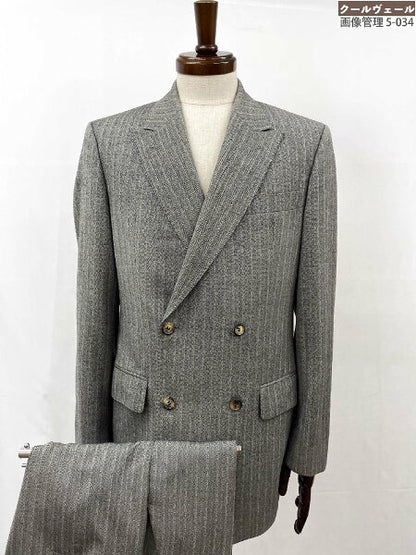 Vintage Hugo Boss Double Breasted Suit Wool Japan | [Hugo Boss BOSS] Wool double 4 button herringbone pattern suit autumn/winter (men's) size 46 medium gray ◎40MSB1202◎ [Used]