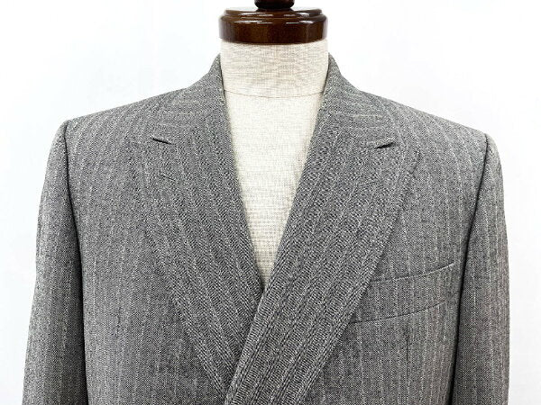 Vintage Hugo Boss Double Breasted Suit Wool Japan | [Hugo Boss BOSS] Wool double 4 button herringbone pattern suit autumn/winter (men's) size 46 medium gray ◎40MSB1202◎ [Used]