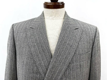 Vintage Hugo Boss Double Breasted Suit Wool Japan | [Hugo Boss BOSS] Wool double 4 button herringbone pattern suit autumn/winter (men's) size 46 medium gray ◎40MSB1202◎ [Used]