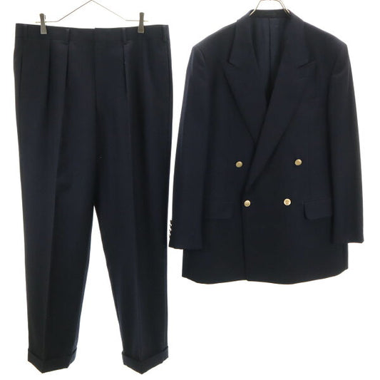 Used Burberrys 90s Made in Japan Old Double Suit Top and Bottom Setup BE6/94 Navy Men's