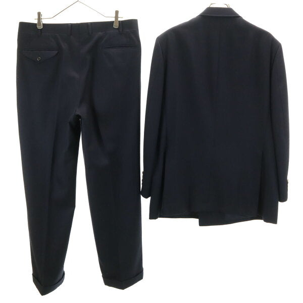 Used Burberrys 90s Made in Japan Old Double Suit Top and Bottom Setup BE6/94 Navy Men's