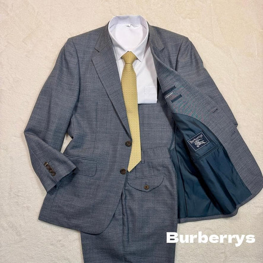 Vintage [Burberrys] Linen blend suit green x brown stripe A6 unlined