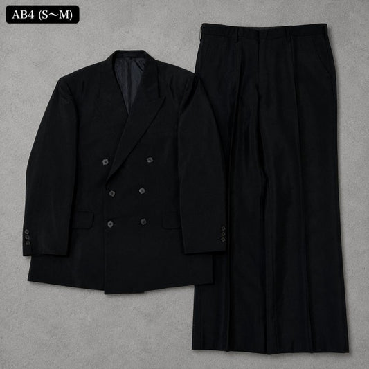 [vintage]90s double breasted setup black 6B mohair