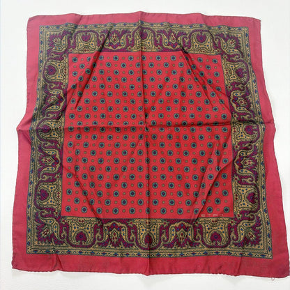 Good Condition ETRO Pocket Square Scarf Fine Pattern Paisley Red Red