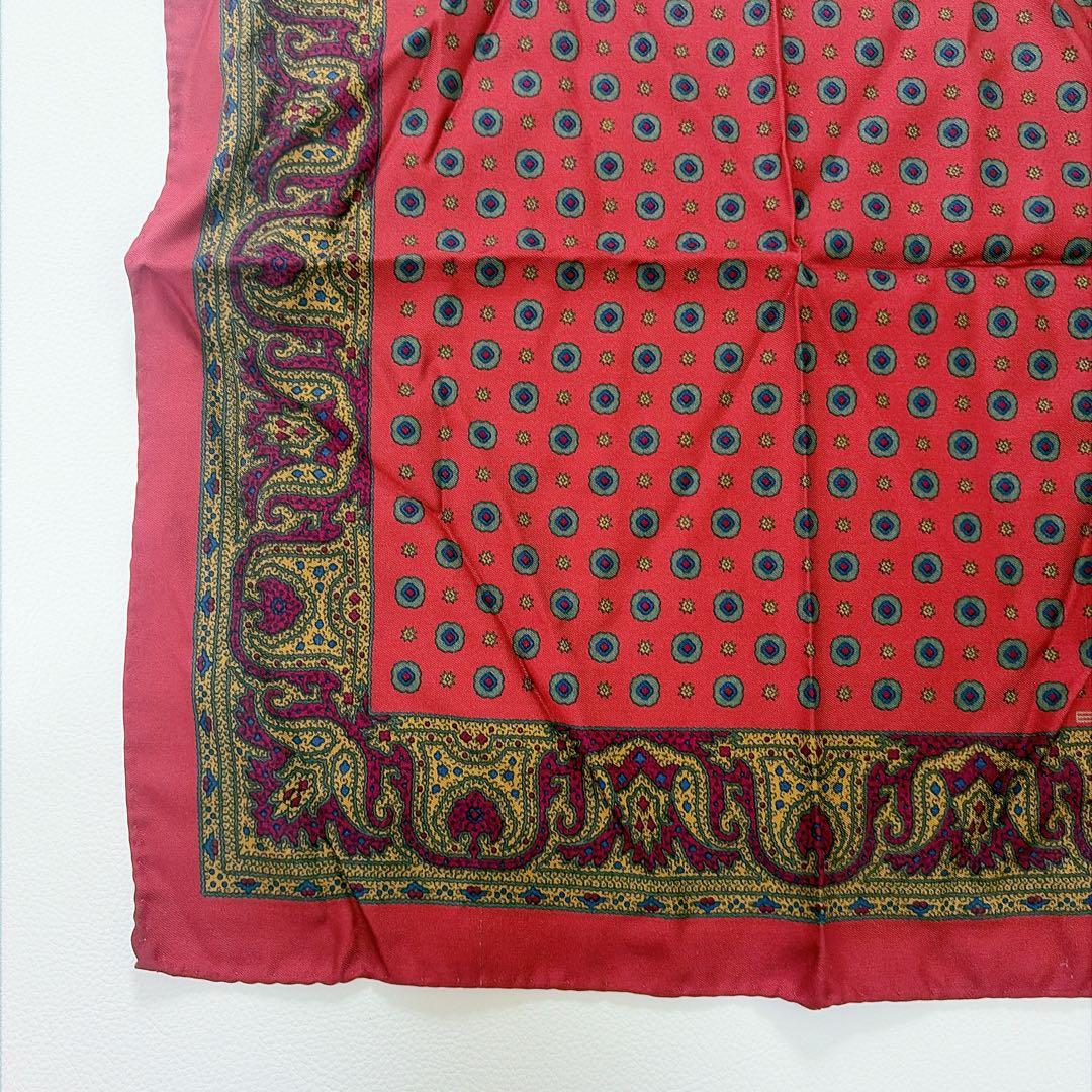 Good Condition ETRO Pocket Square Scarf Fine Pattern Paisley Red Red
