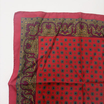Good Condition ETRO Pocket Square Scarf Fine Pattern Paisley Red Red