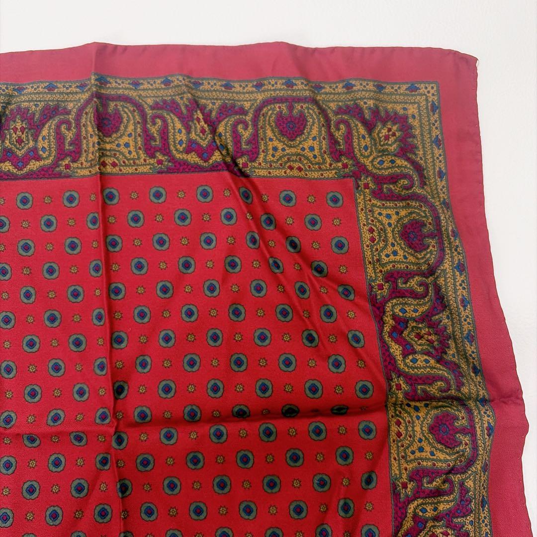 Good Condition ETRO Pocket Square Scarf Fine Pattern Paisley Red Red
