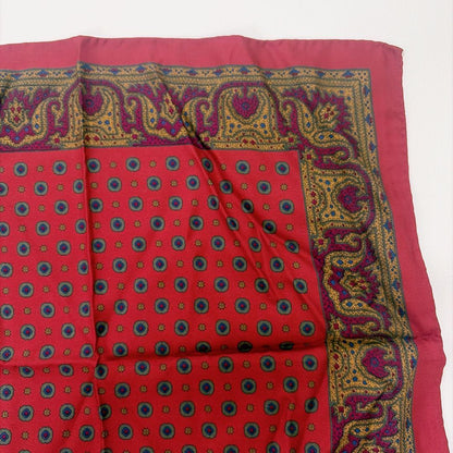 Good Condition ETRO Pocket Square Scarf Fine Pattern Paisley Red Red