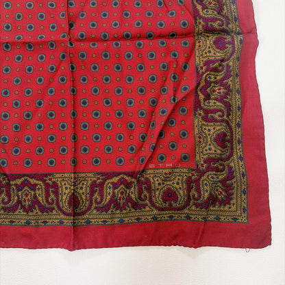 Good Condition ETRO Pocket Square Scarf Fine Pattern Paisley Red Red