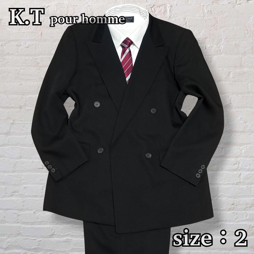 Good condition K.T pour homme double suit black formal AB7 equivalent