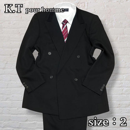 Good condition K.T pour homme double suit black formal AB7 equivalent