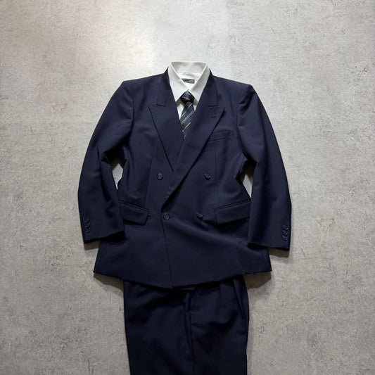 Men's Double Setup Suit Navy Size L Good Condition Vintage