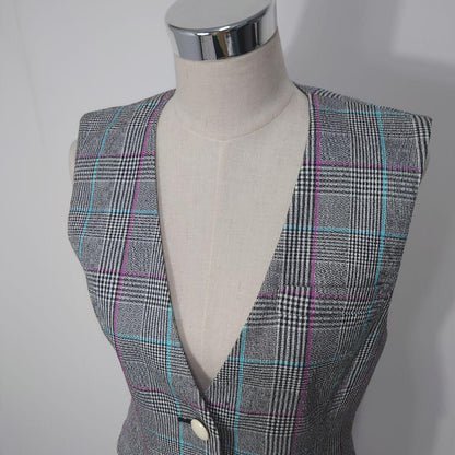 [Good Condition] Fujin Plaza Silk Check Vest Gilet Showa