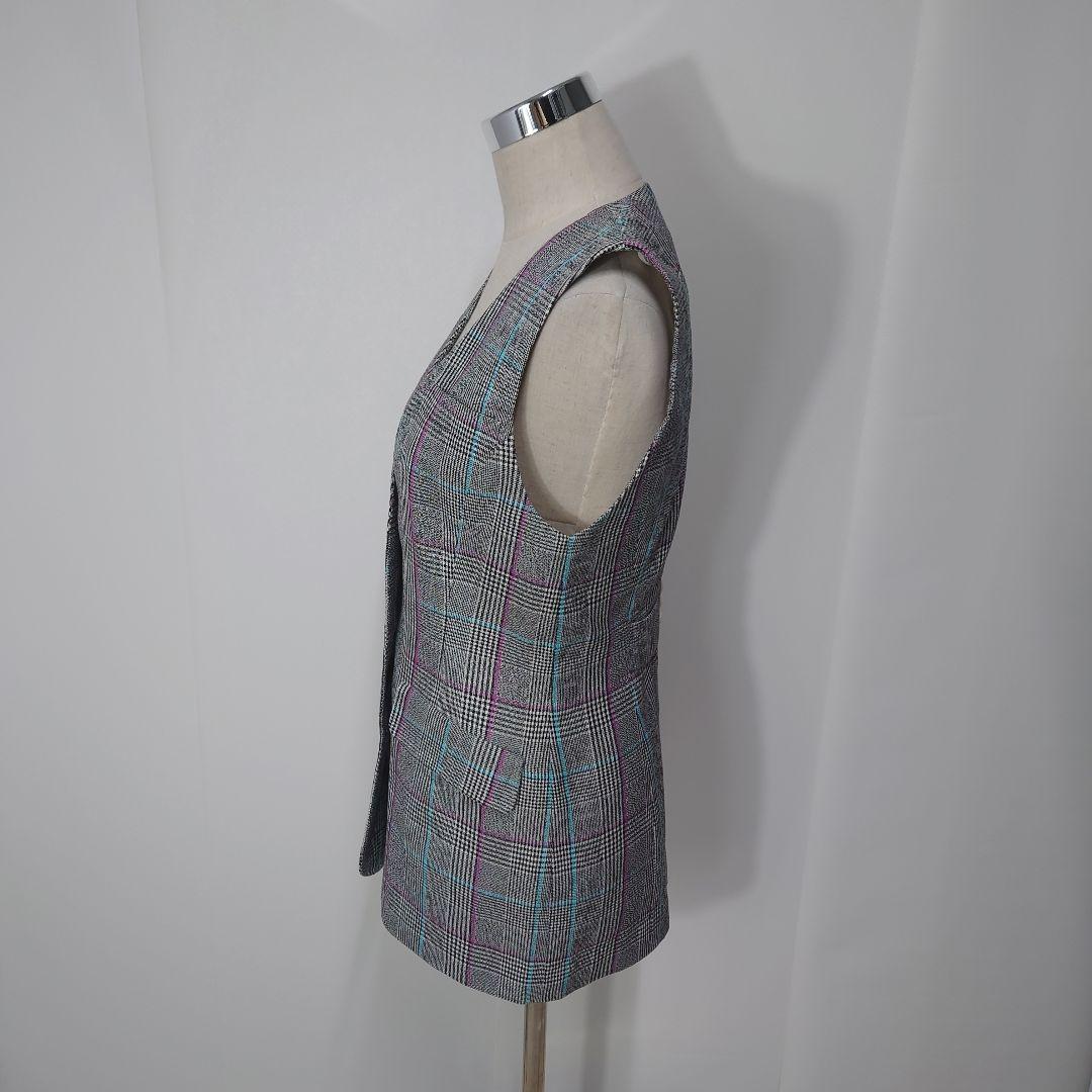 [Good Condition] Fujin Plaza Silk Check Vest Gilet Showa