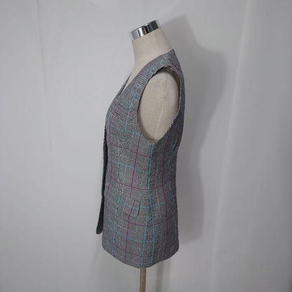 [Good Condition] Fujin Plaza Silk Check Vest Gilet Showa
