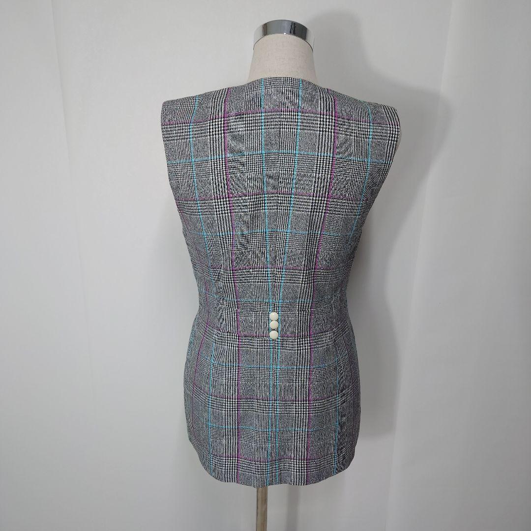[Good Condition] Fujin Plaza Silk Check Vest Gilet Showa