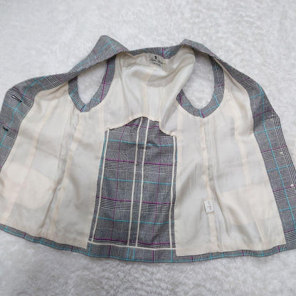 [Good Condition] Fujin Plaza Silk Check Vest Gilet Showa